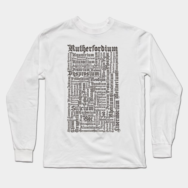 Chemical Elements in Texture font Long Sleeve T-Shirt by pASob